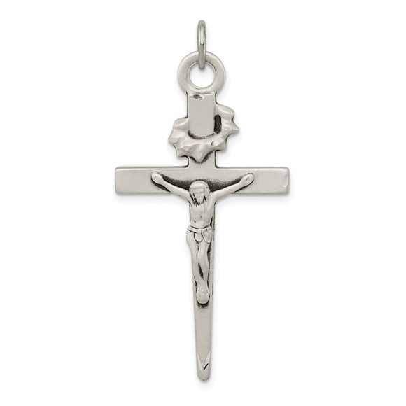 Million Charms 925 Sterling Silver Antiqued Crucifix Necklace Charm Pendant - Picture 1 of 4
